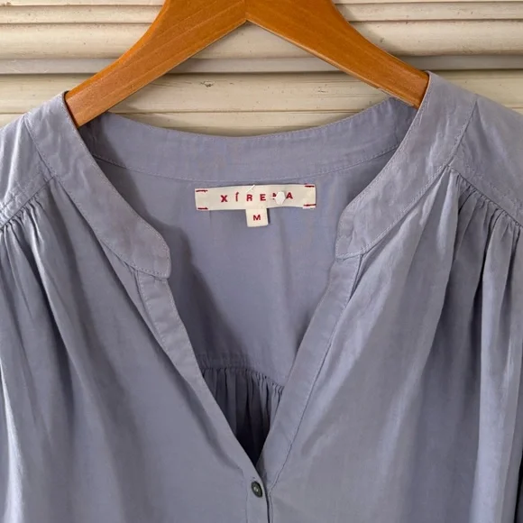 Xirena Blue Cotton Popover Shirt - Picture 3 of 4